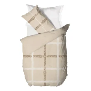 THUN Parure Copripiumino singolo con Stampa Digitale - Fantasia Abbracciami Treccia Beige