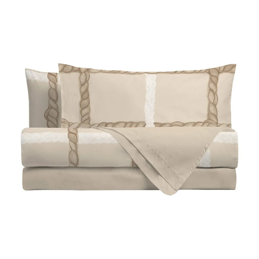 THUN Parure Lenzuola Letto singolo con Stampa Digitale - Fantasia Abbracciami Treccia Beige - immagine 4