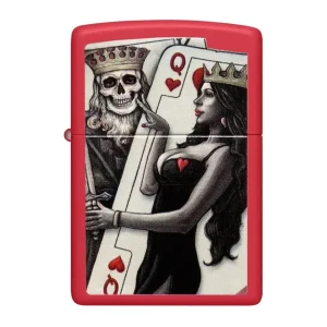 Zippo accendino Antivento Ricaricabile Made In Usa Rosso regina di cuori