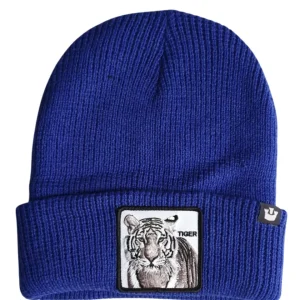Goorin Bros. Cappello Beanie Hat Cuffia Con Patch Frontale E Logo Su Lato Blu Unisex