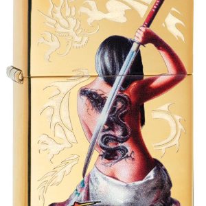 Zippo accendino Mazzi Limited Samurai Lady Oro 29668