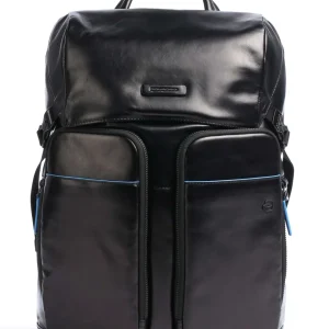Piquadro Blue Square Revamp Zaino Porta Pc 15 Pollici Pelle Donna Unisex Nero Uomo