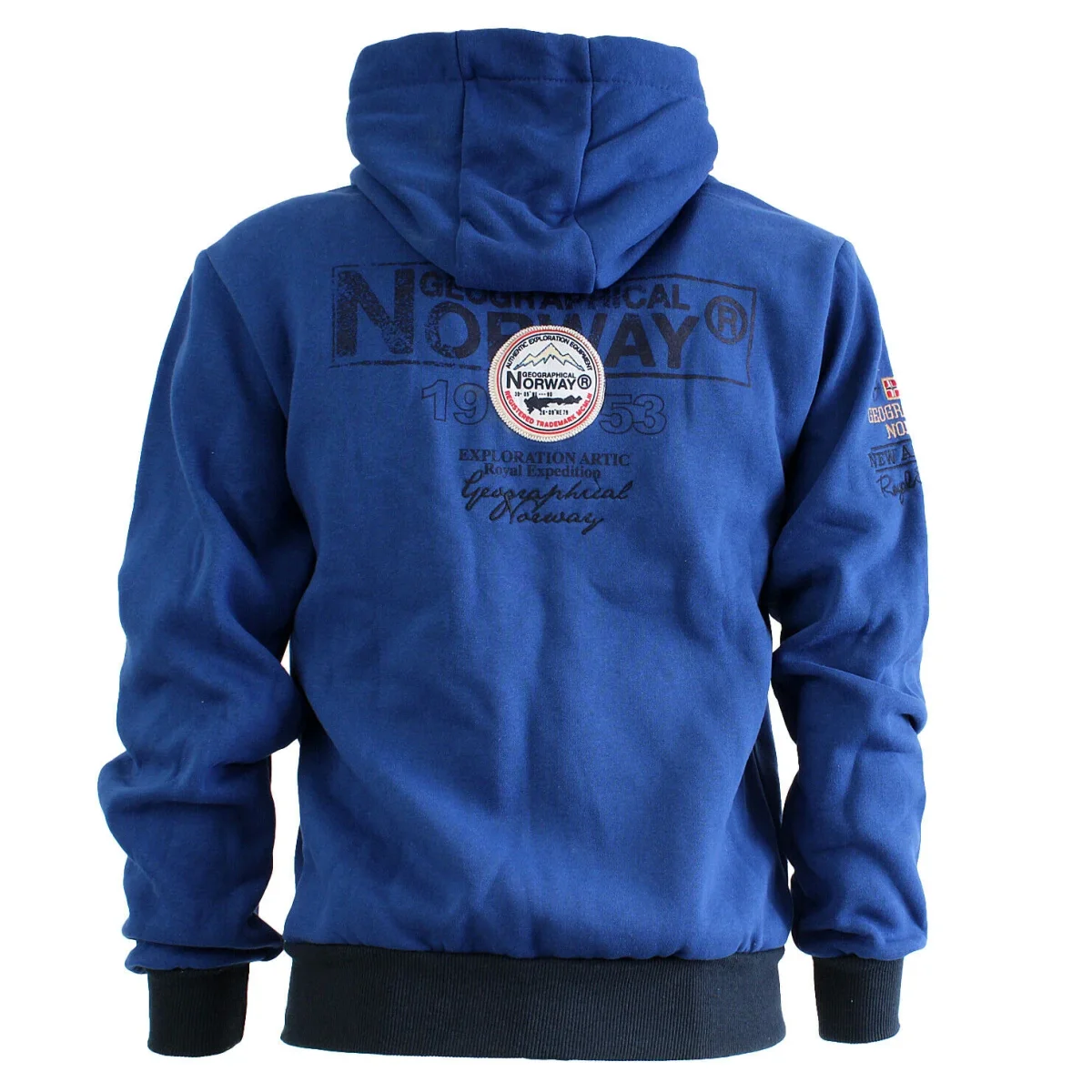 Geographical Norway Felpa Flyer Full Zip con Cappuccio Sport Blu Royal Uomo - immagine 4