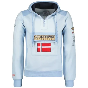 Geographical Norway Felpa Gymclass con Cappuccio Azzurro Uomo