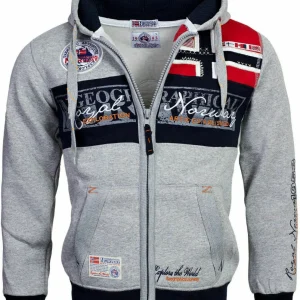 Geographical Norway Felpa con Cappuccio Flyer Sport City Urban Grigio Chiaro Uomo