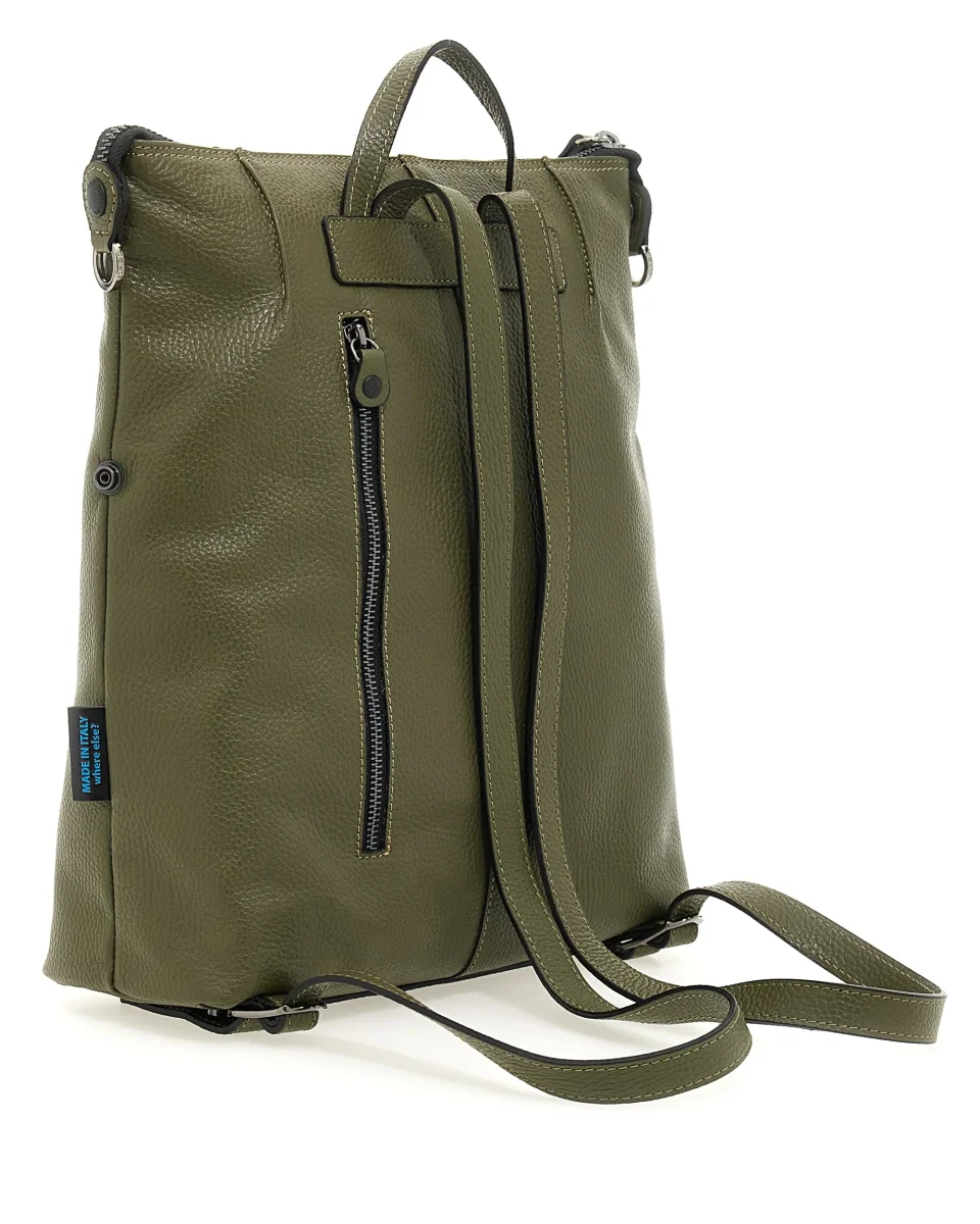 Gabs Zaino Grande con versione Borsa Shopper 100% Pelle Opaco Verde Militare - immagine 5