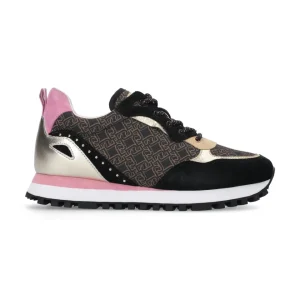 Liu Jo Sneakers Wonder 35 in Pelle/Tessuto Tecnico Nero/Marrone