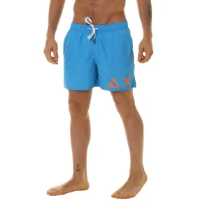 Sun68 Costume da Bagno Swim Pant Solid Big Logo Azzurro H19102