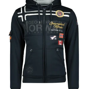 Geographical Norway felpa Garadock Cappuccio Misto Cotone Outdoor Blu Uomo