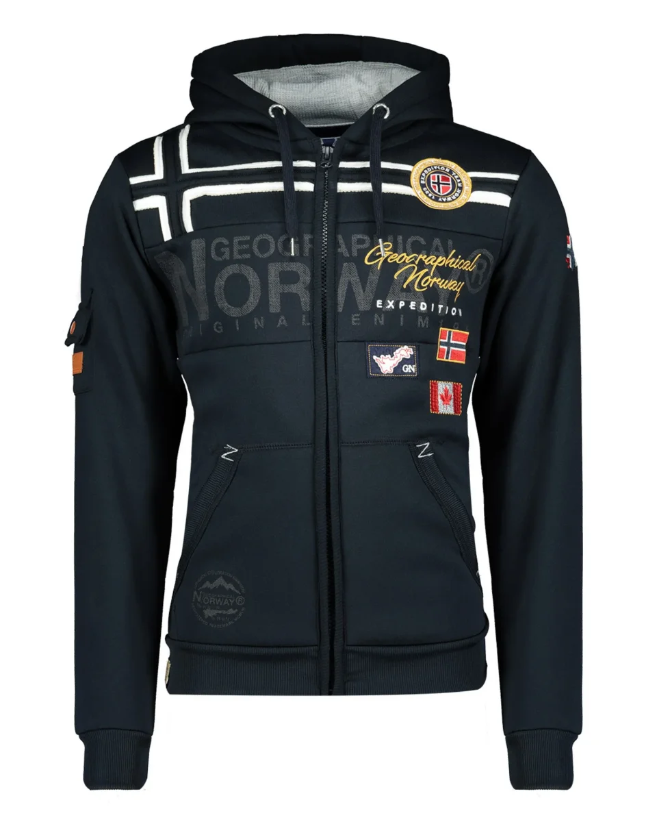 Geographical Norway felpa Garadock Cappuccio Misto Cotone Outdoor Blu Uomo