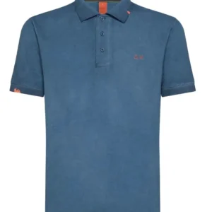Sun68 Polo Lavaggio Used Con Loghi Cotone Blu