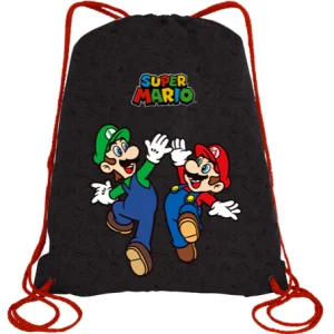Super Mario String Bag Nero Bambino