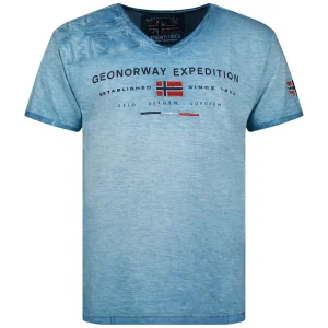 Geographical Norway Maglia Manica Corta Azzurro Uomo