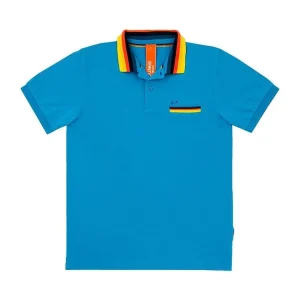 Sun68 Polo Stripes on Collar Cotone Azzurro