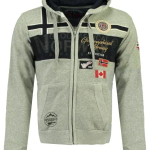 Geographical Norway felpa Garadock Cappuccio Misto Cotone Outdoor Grigio Uomo