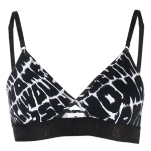 Moschino Underbear Reggiseno Triangolo Fantasy Print Cotone Nero
