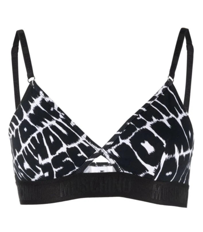 Moschino Underbear Reggiseno Triangolo Fantasy Print Cotone Nero