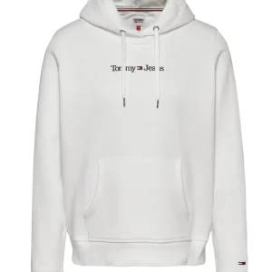 Tommy Jeans Felpa con Cappuccio Linear Serif Riciclato Beige