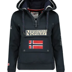 Geographical Norway Hoodie Con Cappuccio Tasca Centrale Con Zip Blu Donna