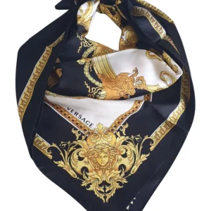 Versace Foulard Stola Pashmina Seta Nero