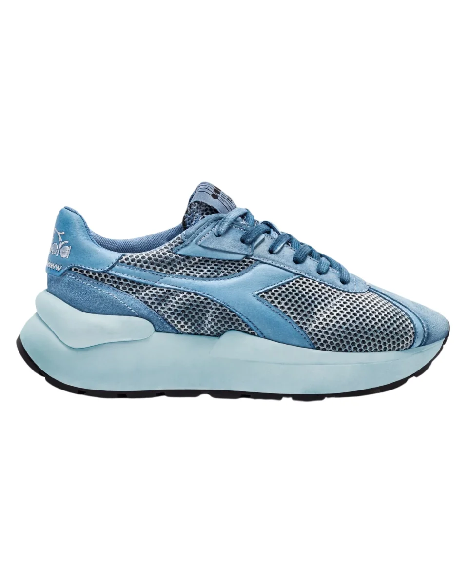 Diadora Heritage Sneaker Low Mercury Elite Dip-Dye in Pelle Azzurro Tie-Dye