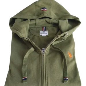 U.s. Polo Assn. Full Zip Con Cappuccio Verde Uomo