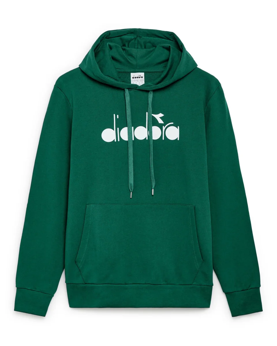 Diadora Felpa con Cappuccio Logo Big Cotone Verde 180663