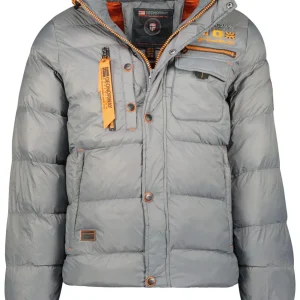 Geographical Norway Piumino Bomber Parka Outdoor Cappuccio Grigio Uomo