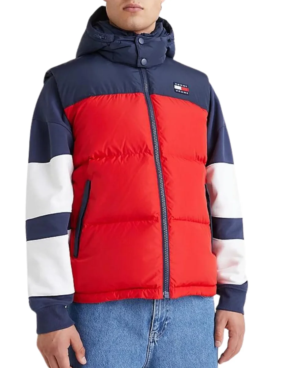 Tommy Jeans Giubbotto Senza Maniche Smanicato Bicolore Rosso - immagine 5