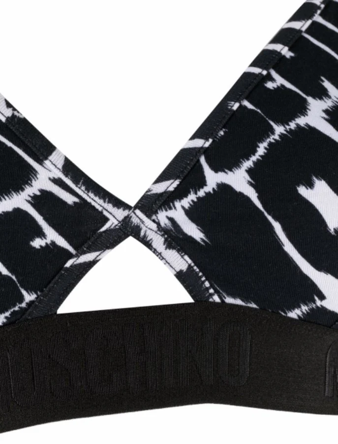 Moschino Underbear Reggiseno Triangolo Fantasy Print Cotone Nero - immagine 4