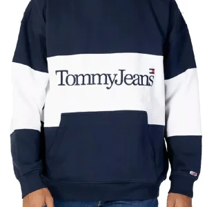Tommy Jeans Felpa Skater Serif Linear Cotone Blu