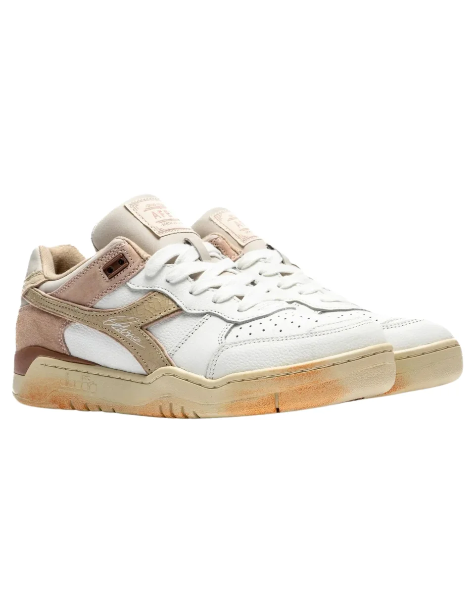 Diadora Sneakers B.560 Dino Russo Limited Edition in Pelle Bianco Beige - immagine 5
