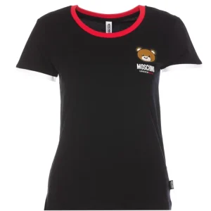 Moschino Underbear T-Shirt Stretch Jersey Big Logo Teddy Bear Nero