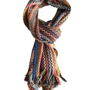 Missoni Stola Sciarpa Fantasia Geometrica 185x50 cm Lana Multicolore Unisex