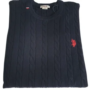 U.s. Polo Assn. Maglia Manica Lunga Girocollo Treccia Blu Uomo