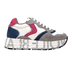 Voile Blanche Sneaker In Pelle E Tessuto, Stringhe Trek, Suola In Gomma Ultraleggera Grigio Donna