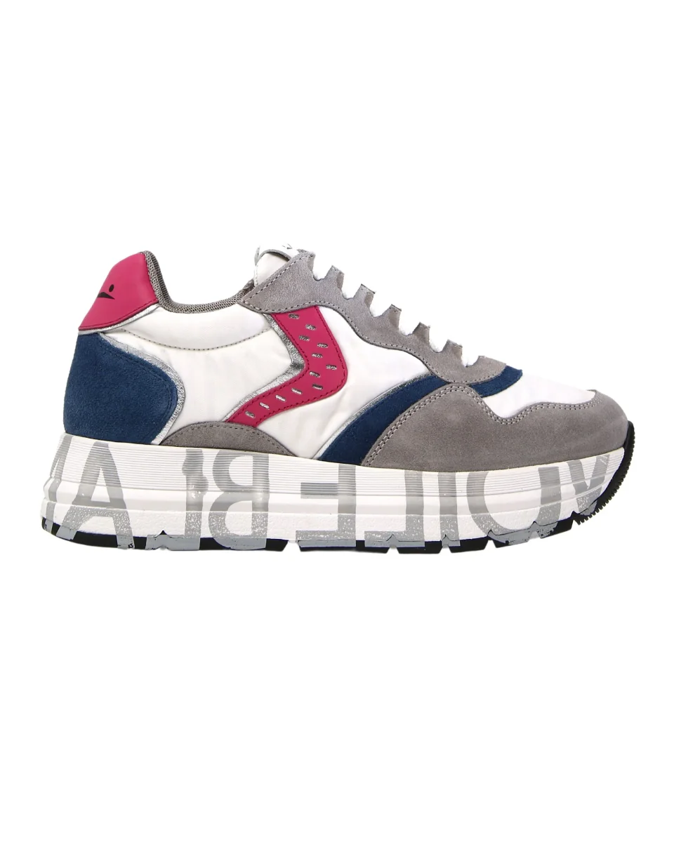 Voile Blanche Sneaker In Pelle E Tessuto, Stringhe Trek, Suola In Gomma Ultraleggera Grigio Donna