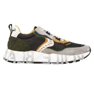 Voile Blanche Sneaker In Pelle E Tessuto, Suola In Gomma Grigio Uomo