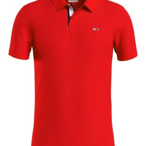 Tommy Jeans Polo Logo Fronte Cotone Rosso