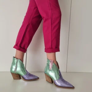 Stivaletti Irene Trend laminato viola, verde e rosa