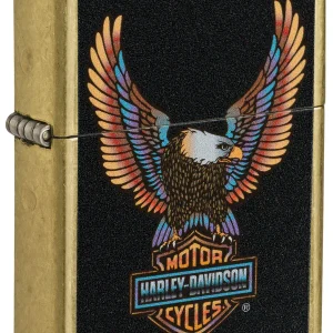 Zippo Made in USA 46678 Harley Davidson Eagle Icon Accendino Brass con Stampa