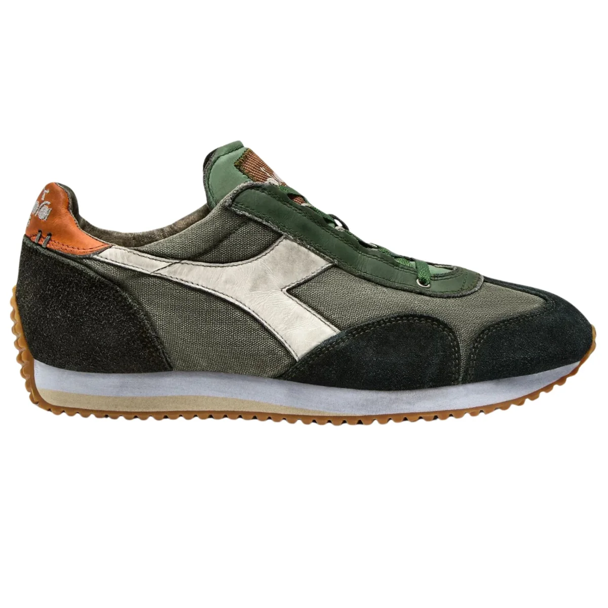 Diadora Heritage Sneaker Equipe Dirty Sw Evo in Tela e Pelle Verde Uomo