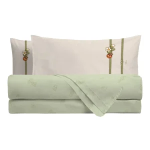 THUN Lenzuola Completo Letto Singolo in Cotone Country Bloom Green B201195