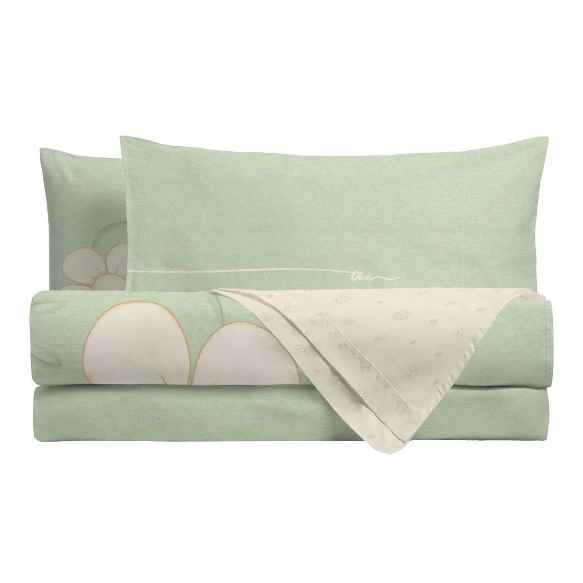 THUN Parure Copripiumino Matrimoniale Iconic Elegance Daisy Green B201072 - immagine 3