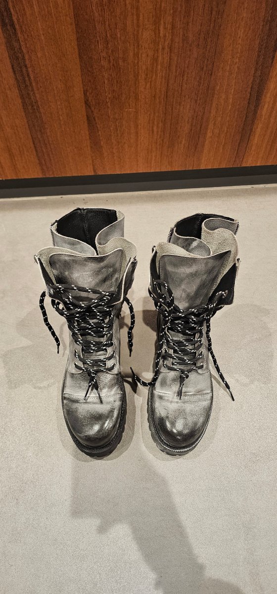 Anfibi pelle grigio spazzolato Boomerang Double zip - immagine 5