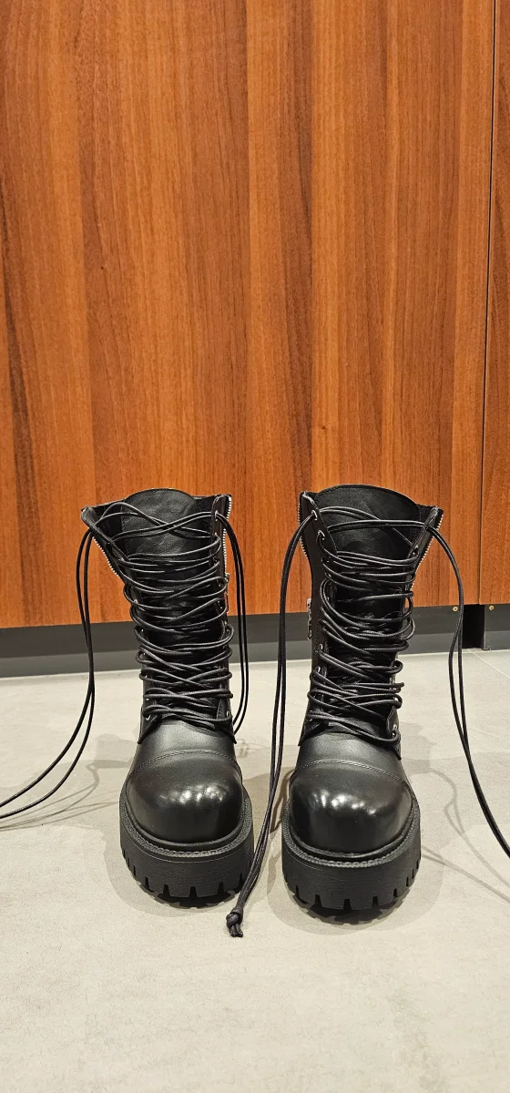 Anfibi pelle nero Boomerang Double Zip - immagine 3