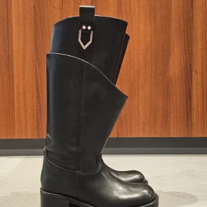 Stivale pelle nero doppio gambale Megan Double