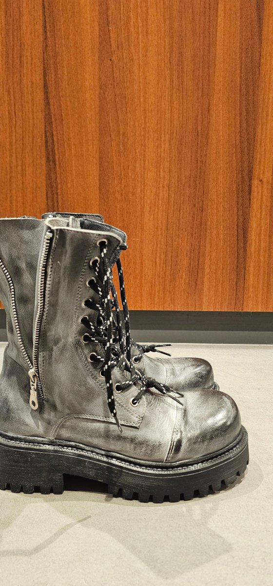 Anfibi pelle grigio spazzolato Boomerang Double zip - immagine 3