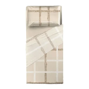 THUN Parure Lenzuola Letto singolo con Stampa Digitale - Fantasia Abbracciami Treccia Beige