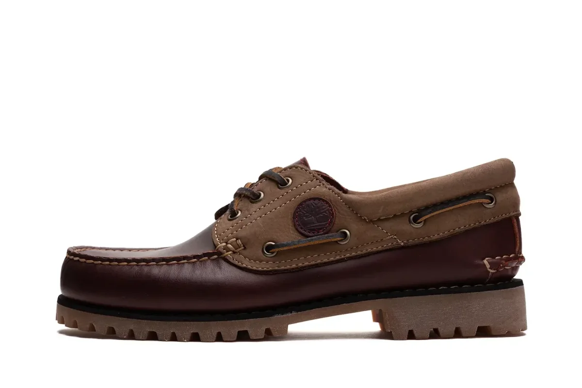 Timberland Scarpa da Barca Uomo Authentic 3-Eye Lug Tomaia in Pelle Marrone Scuro - immagine 7